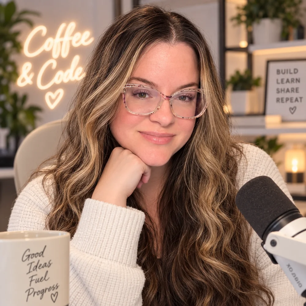 Bree Voss at a desk with a microphone.